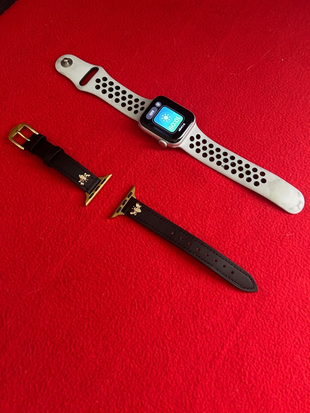 Black Leather Apple Watch Band with Gold Hardware.NWOT.